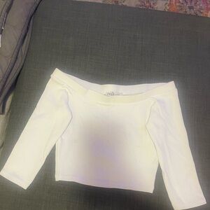 Zara white off the shoulder crop top